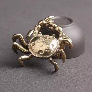 Фигурка золотого краба, чайный питомец, латунная фигурка краба, модель, статуя, скульптура, игрушка, настольное украшение в стиле фэн-шуй, украшение, фестиваль, подарок золотистый