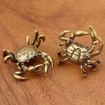 Фигурка золотого краба, чайный питомец, латунная фигурка краба, модель, статуя, скульптура, игрушка, настольное украшение в стиле фэн-шуй, украшение, фестиваль, подарок золотистый