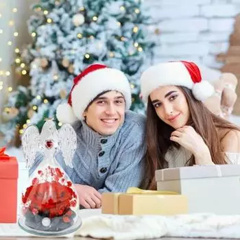 Фигурки Ангела Розы для женщин Вечные настоящие розы в стеклянном куполе Сохраненный цветок Стеклянный ангел фиолетовый