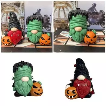 Фигурки гномов на Хэллоуин, фестиваль, скандинавские украшения из смолы для украшения дома и офиса зелёный