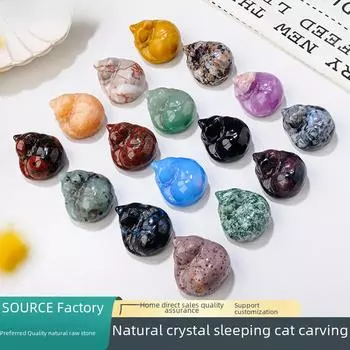 Фигурки кошек из натурального хрусталя: Украшения из полудрагоценных камней ручной работы для домашнего декора 2x3.5x3.5 cm