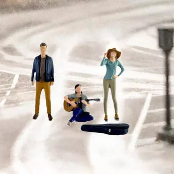 Фигурки людей 1/64, 3 предмета, коллекционные миниатюрные диорамы с поездом в парке и улице синий