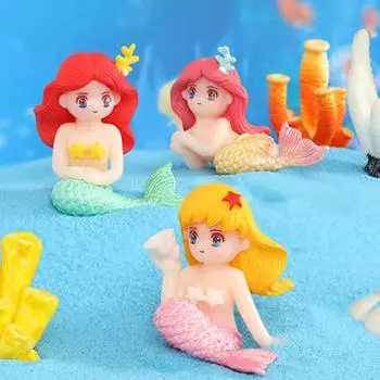 Фигурки Русалочки, милые изящные работы, яркие цветные украшения для аквариума для рабочего стола