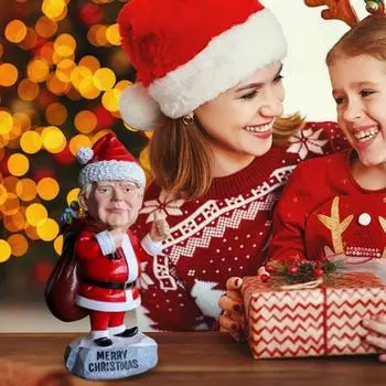 Фигурки Санта-Клауса Трампа, Санта из смолы, несущий мешок с подарками, скульптура в деревенском стиле, центральное украшение на рабочий стол для рождественского новогоднего домашнего декора красный