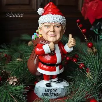 Фигурки Санта-Клауса Трампа, Санта из смолы, несущий мешок с подарками, скульптура в деревенском стиле, центральное украшение на рабочий стол для рождественского новогоднего домашнего декора красный