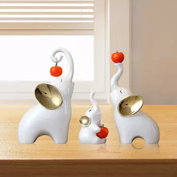 Фигурки семьи слонов - коллекция художественного домашнего декора white golden