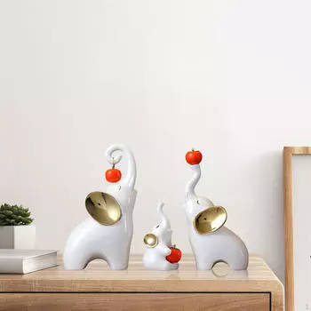 Фигурки семейства слонов для декора домашнего офиса white golden