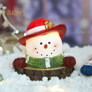Фигурки снеговиков, освещенные смоляные рождественские настольные украшения, миниатюрная фигурка снеговика для рождественской вечеринки, домашний декор C