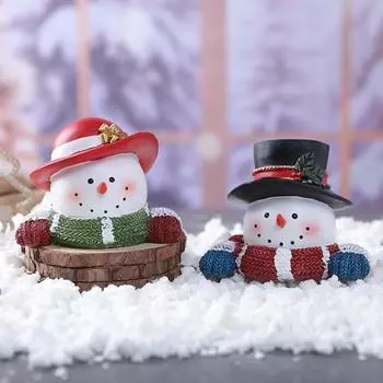 Фигурки снеговиков, освещенные смоляные рождественские украшения для стола, миниатюрная фигурка снеговика для рождественской вечеринки C