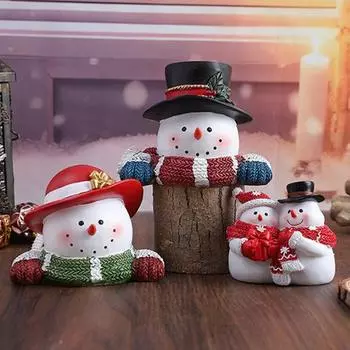 Фигурки снеговиков Yousheng, освещенные смоляные рождественские настольные украшения, миниатюрная фигурка снеговика для рождественской вечеринки, домашний декор C