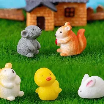 Фигурки животной фермы, миниатюры, креативные микропейзажные украшения для украшения дома, аксессуары для украшения сказочного сада 11