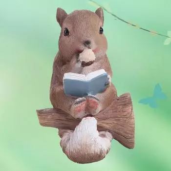 Фигурки животных из смолы Садовые фигурки белок Подарки на праздники Солнечный садовый светильник Главная 18cm