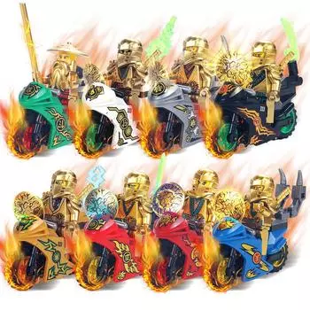 Фильм Экшн золотые мини-фигурки с мотоциклами Строительные блоки Игрушки Кирпичи Модель Мальчики Дети Рождественские подарки No Box