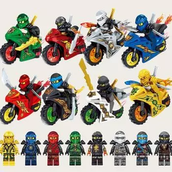 Фильм Экшн золотые мини-фигурки с мотоциклами Строительные блоки Игрушки Кирпичи Модель Мальчики Дети Рождественские подарки