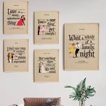 Фильм Классическая настенная живопись Картина на холсте Ромео Фильм Любовь Текст песни Танец Ретро Ноты Плакат Изображение Комната Домашний декор 21x30cm No Framed