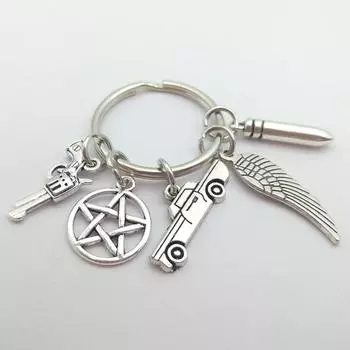 Фильм сверхъестественное брелок Дин солнце кулон брелок держатель кольцо унисекс пентаграмма металлические брелки