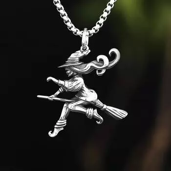 Фильм «Ведьма на метле» из нержавеющей стали 316L, очаровательные подвески на Хэллоуин для изготовления ювелирных изделий, подвески-волшебники, очаровательные волшебники Only Pendant