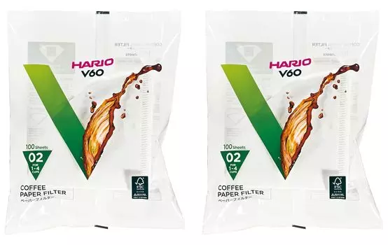 Фильтр бумажный HARIO V60 02 W Белый для чашек Сделано в Японии 200 шт. 1-4 VCF-02-100W белый