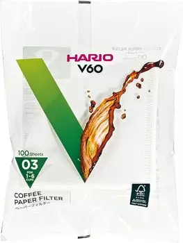 Фильтр бумажный HARIO V60 03W для кофеварки, 100 шт., белый 1~6 VCF-03-100W белый