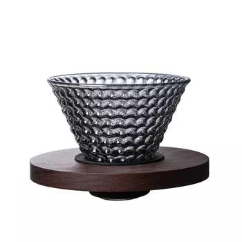 Фильтр-чашка для капельного кофе Strawberry Diamond Type Glass с деревянным поддоном, конический, погружной, ручной заварной кофейник-капельница