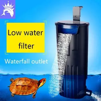 Фильтр для аквариума с черепахами 110 В 220 В, низкий уровень воды, небольшой аквариум с рыбками, водопадного типа, маленький бесшумный встроенный фильтр, водяной насос low water filter