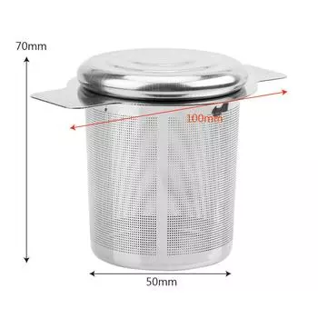 Фильтр для чая с мелкой сеткой высотой 6 см, фильтры для чая и кофе с 2 ручками, корзина для заваривания чая, многоразовая серебряный