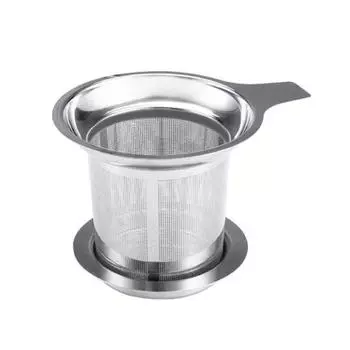 Фильтр для чая с ручкой, крышкой, мелкоячеистой сеткой, пищевой нержавеющей сталью марки 304, кружкой для заваривания листового чая, ситечком, принадлежностями для чайной комнаты серебряный