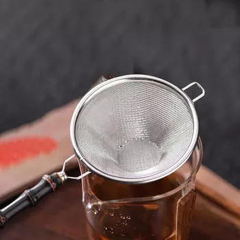 Фильтр для чая Сетчатые фильтры Чайная утварь Принадлежности для многоразового использования с бамбуковой ручкой Утечка для Style A