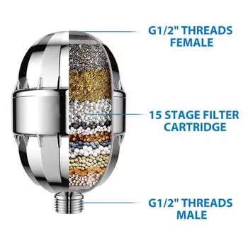 Фильтр для душа G1/2in Bathing, очиститель воды, многослойная фильтрация для домашнего использования в ванной комнате
