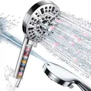 Фильтр для душевой лейки, Режим распыления, Ручная душевая лейка высокого давления, Встроенный режим паузы и 2 режима струи, Мощная струя для очистки ванн, плитки, стен, мытья домашних животных