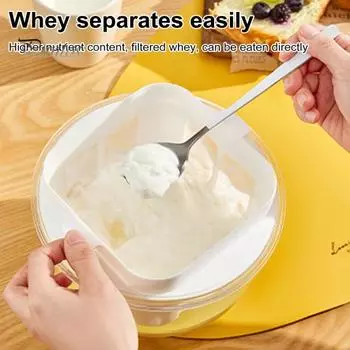 Фильтр для йогурта большой емкости, фильтр для йогурта, сито для молока, мелкоячеистое сито для риса, чая, сока, сито для еды, йогурт за 15-20 часов, прозрачный контейнер белый