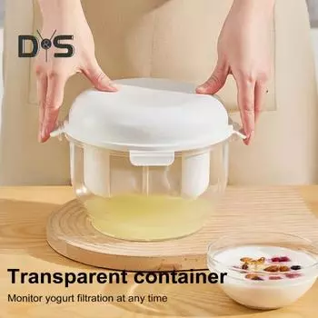 Фильтр для йогурта большой емкости, фильтр для йогурта, сито для молока, мелкоячеистое сито для риса, чая, сока, сито для еды, йогурт за 15-20 часов, прозрачный контейнер белый