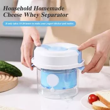 Фильтр для йогурта с прозрачным контейнером, ультратонкий фильтр, не содержащий бисфенол А, домашнее сито для сыра, для домашних соусов из греческого йогурта синий
