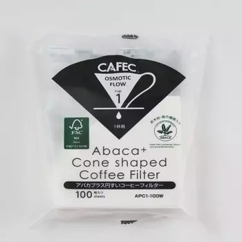 Фильтр для кофе CAFEC Abaka Plus Conical на 1 чашку, 100 шт., 4 шт., APC1-100W