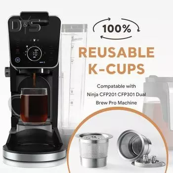 Фильтр для кофе из нержавеющей стали для многоразовой кофейной капсулы K Cup, сетчатый фильтр без содержания бисфенола А, простой в использовании, многоразовый фильтр для кофе Ninja серебряный