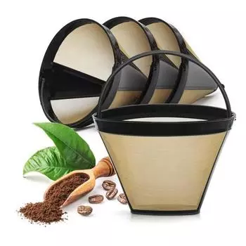 Фильтр для кофе из нержавеющей стали Yousheng для кофеварки, многоразовая заварочная машина со встроенной ручкой, мелкоячеистое ситечко для кофе без BPA, кофеварка