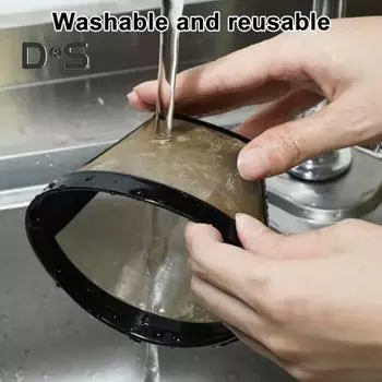 Фильтр для кофе из нержавеющей стали для кофеварки, многоразовый чайник для заваривания чая со встроенной ручкой, мелкоячеистое сито для кофе без бисфенола А, корзина для фильтра для кофеварки серебряный