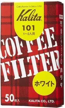 Фильтр для кофе Kalita 101 Фильтровальная бумага в коробке для людей 50 штук Белый 1-2 #11001