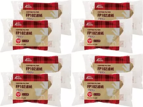 Фильтр для кофе Kalita FP102 Фильтровальная бумага для 2-4 человек 100 штук x 8 пакетов в наборе Всего 800 штук Коричневый #13129