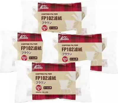 Фильтр для кофе Kalita FP102 Фильтровальная бумага для 2-4 человек 100 коричневый набор из 4 штук, #13129 коричневый
