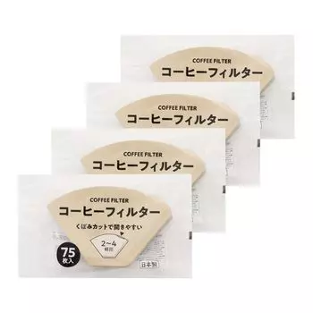 Фильтр для кофе Pearl Metal, фильтр для кофе из бумажной бумаги, 300 шт., упаковка из 75 шт. x 4 шт., коричневый, сделано в Японии, на 2–4 чашки