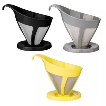 Фильтр для кофе с изогнутой ручкой, ручной капельный фильтр из нержавеющей стали с мелкой сеткой серый