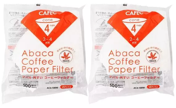 Фильтр для кофе Sanyo Sangyo Abaca конической формы на 2–4 чашки 100 шт. 2 упаковки белого цвета всего 200 шт. AC4-100W