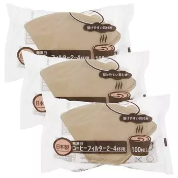 Фильтр для кофе Zenkakyo, неотбеленный, Proleave, на 2–4 персоны, сделано в Японии, коричневый, 100 шт., набор из 3 шт.