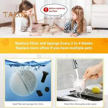 Фильтр для кошачьего фонтана для воды, сменный, автоматический дозатор воды для домашних животных, система фильтрации с активированным углем и губками для XCHO 6pcs