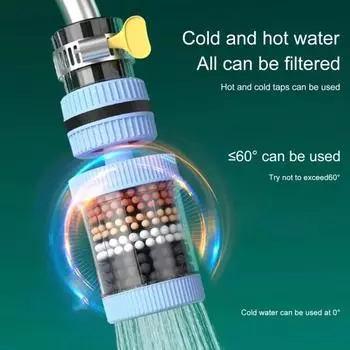 Фильтр для крана, 6 слоев, вращение на 360 градусов, брызгозащищенный, фильтр для насадки для водопроводного крана, кухонные принадлежности белый