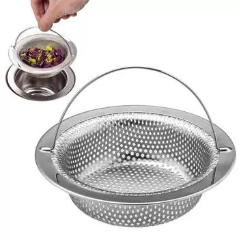 Фильтр для кухонной мойки из нержавеющей стали, большой держатель для пищевых отходов, мелкая сетка, не засоряющаяся сливная корзина, легко поднимается