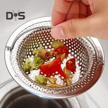 Фильтр для кухонной мойки из нержавеющей стали, большой держатель для пищевых отходов, мелкая сетка, не засоряющаяся сливная корзина, легко поднимаемая ручка, прочный канализационный фильтр серебряный