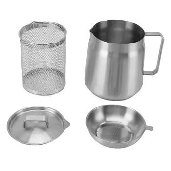 Фильтр для масла из нержавеющей стали 304, прочный контейнер для жира и бекона с ситечком и фритюрницей L