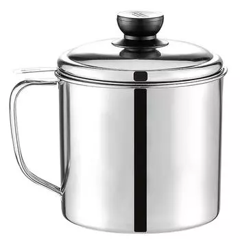 Фильтр для масла из нержавеющей стали, кухонный контейнер для жира, сито с ручкой, большая емкость для масла для приготовления жира для бекона 12.50X12.50X12.00CM серебряный